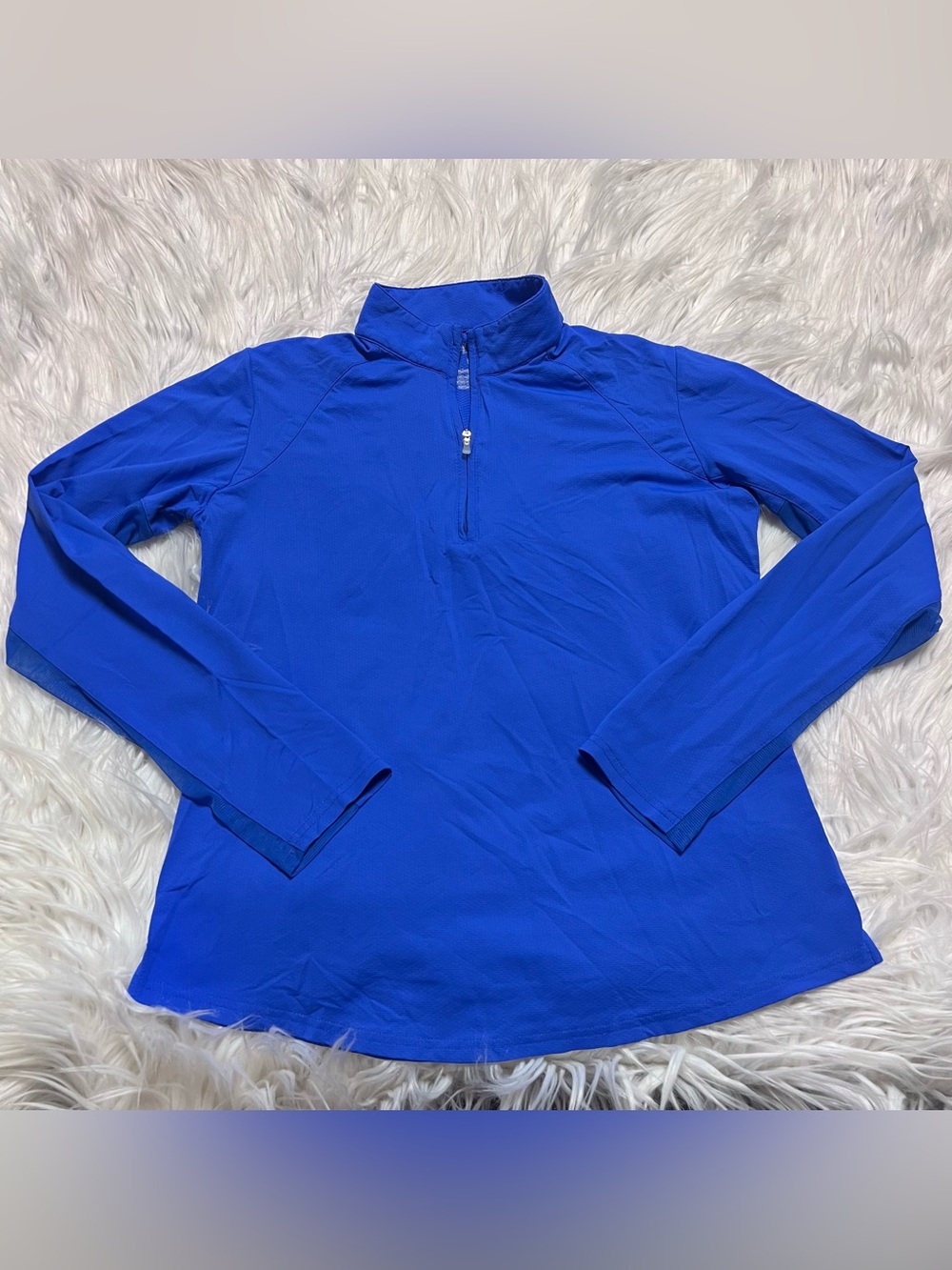 SanSoleil Electric Blue Mock Neck Sport Top